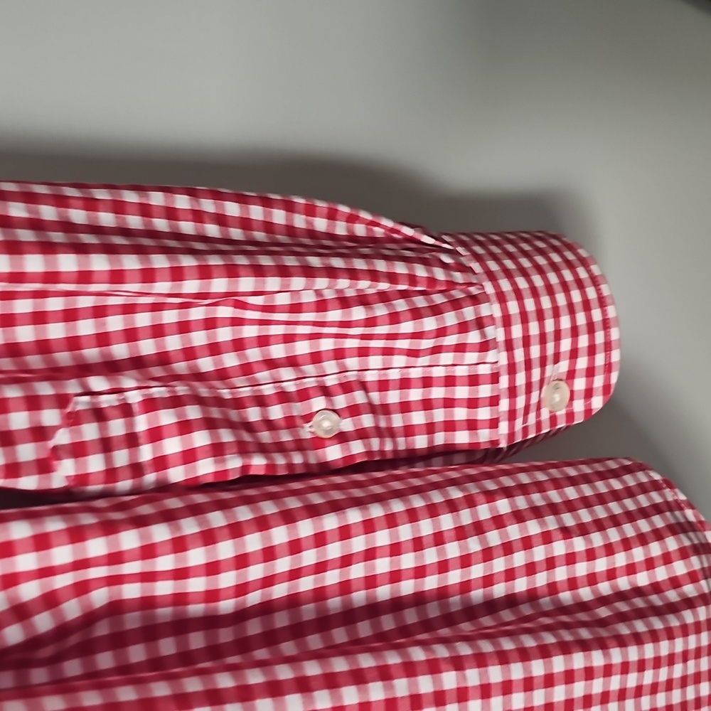 Vineyard Vines Men's Medium Red Check Plaid & Ralph Lauren Peach Button Down - Picture 6 of 16